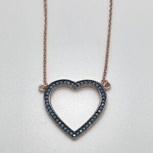 Rose Gold Plated Over Sterling Silver Turquoise Heart Necklace - 16"-18"